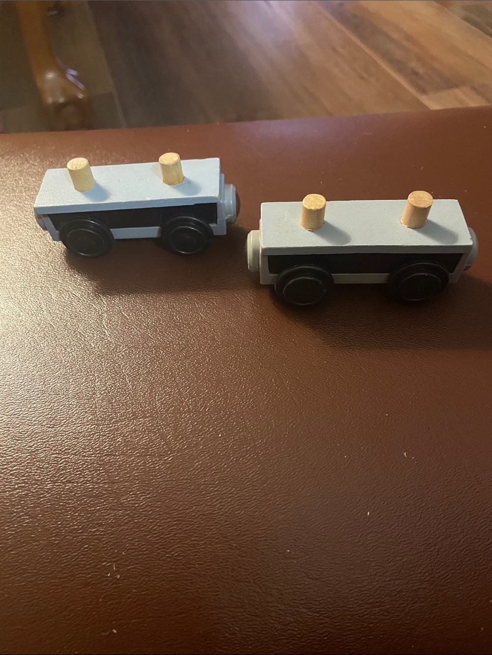 2 Kidkraft Grey And Black Magnetic Wooden Toy Train Cars